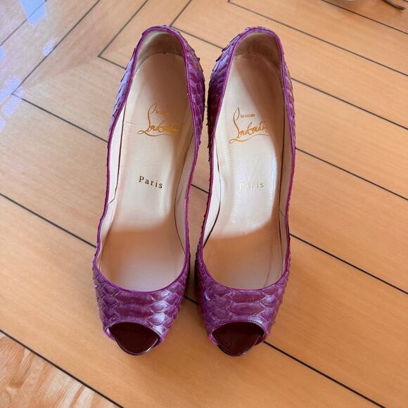 Christian Louboutin Python Heels purple snakeskin pumps w box & dustbag 38.5 - Picture 4 of 12